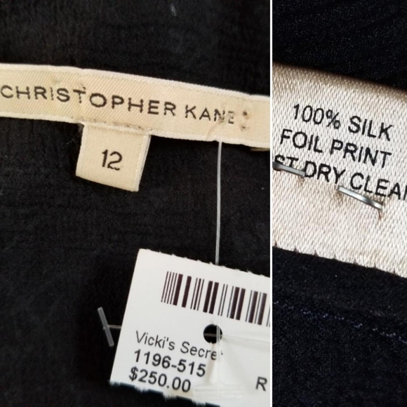 NWT Christopher Kane 100% silk black chiffon dress size 12 - Picture 2 of 8